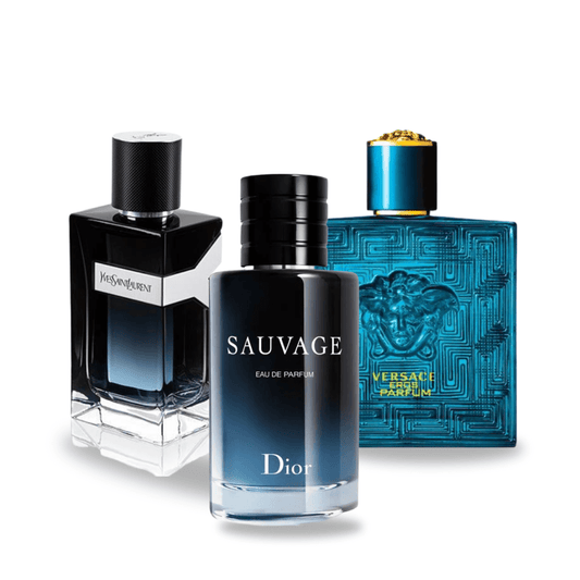 Special Offer 3 Perfumes - Dior SAUVAGE, Yves Saint Laurent and MEN y Versace EROS 100ml