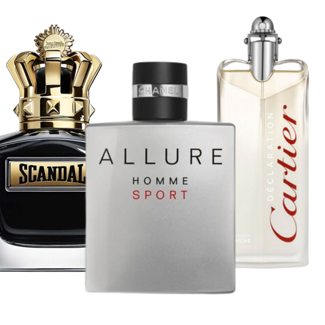 Special Offer 3 Perfumes - Allure Homme Sports, Jean Paul Gaultier Scandal, and Cartier Declaration 100ml